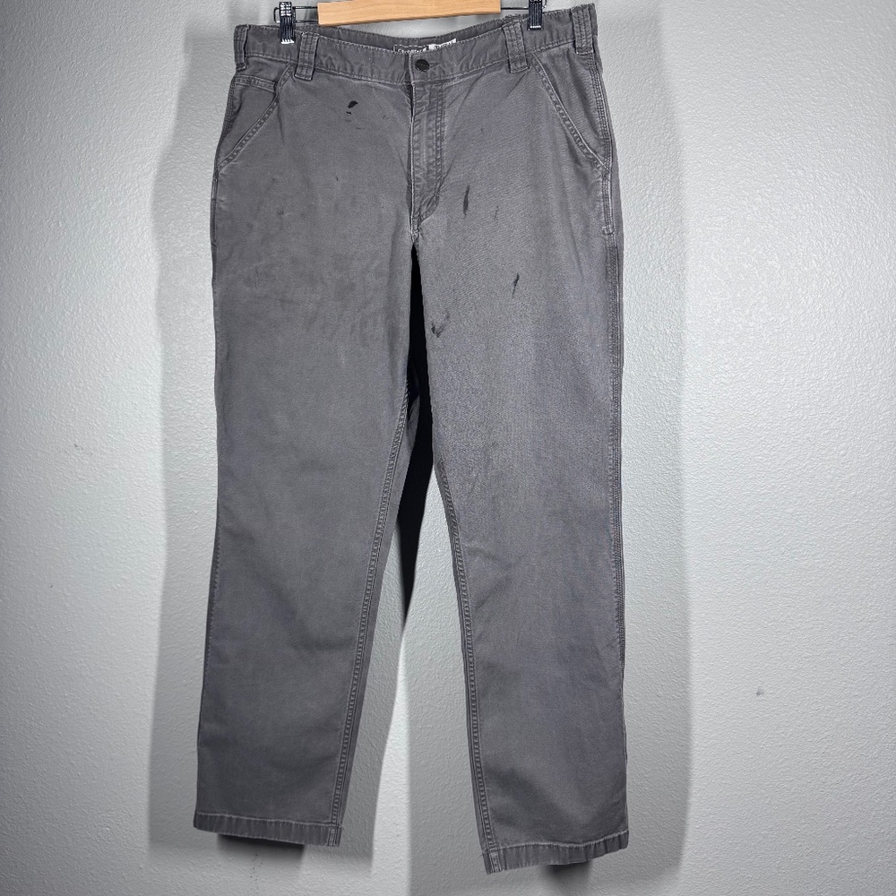 Carhartt 36x34 Rugged Flex Relaxed Fit Canvas Work Pants Gray BN2291-M Mens